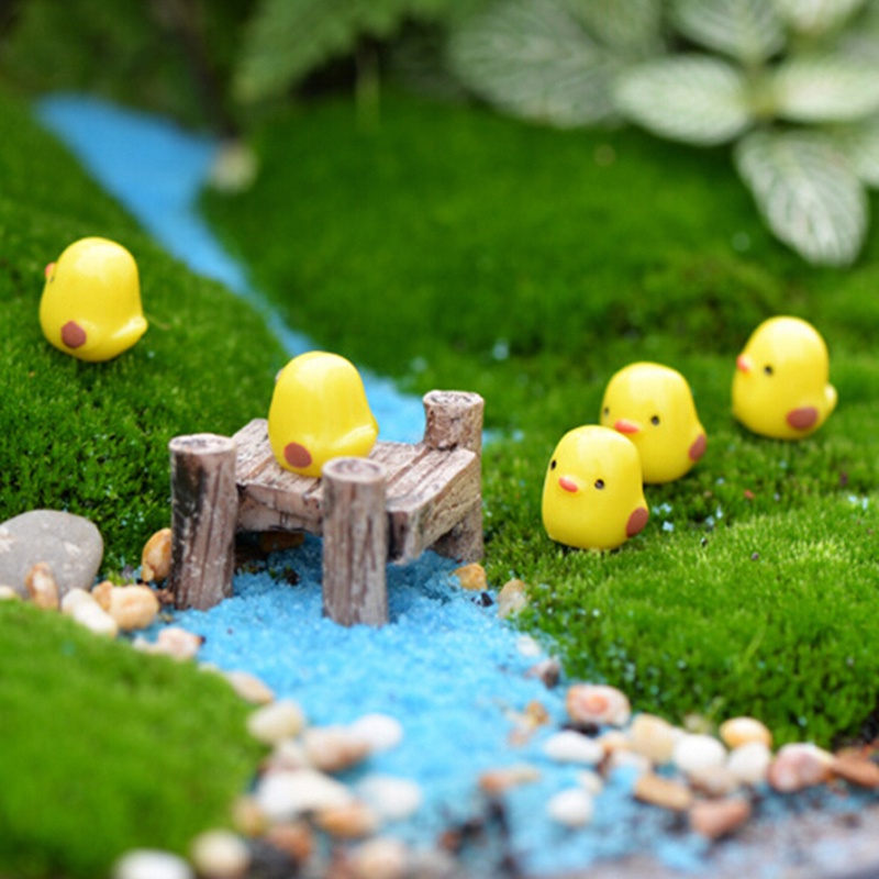 (dreamdreaming.id) 5pcs Miniatur Ayam Kuning Untuk Dekorasi Taman mini / Rumah Boneka / Terrarium DIY