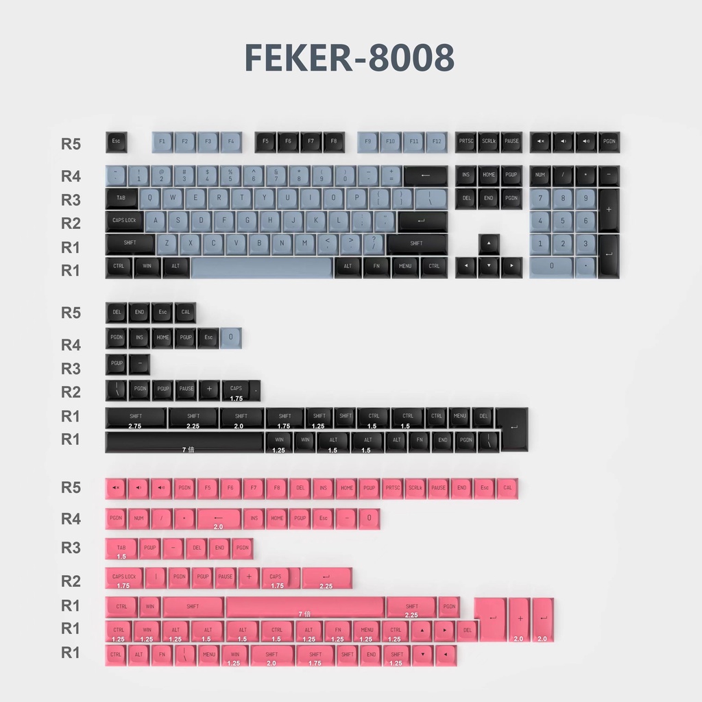 Feker KEYCAP PBT GMK Clone 8008 Olivia CSA Profile ISO Enter 6.25U 7U Untuk Keyboard Mekanik