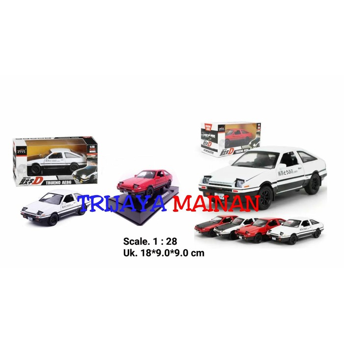 Diecast Initial D Toyota Sprinter AE86 Trueno Kap Hitam & Putih *32017