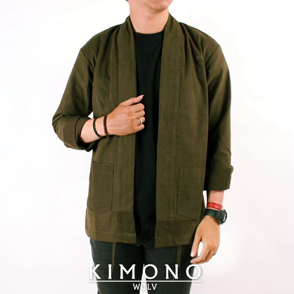 PROMO!! Outer Pria Kimono Kanvas Casual Lengan Panjang Jaket kimono pria dan wanita unisex