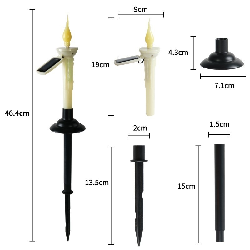 Lampu Taman LED Tenaga Surya Bentuk Lilin Tahan Air Untuk Dekorasi Outdoor