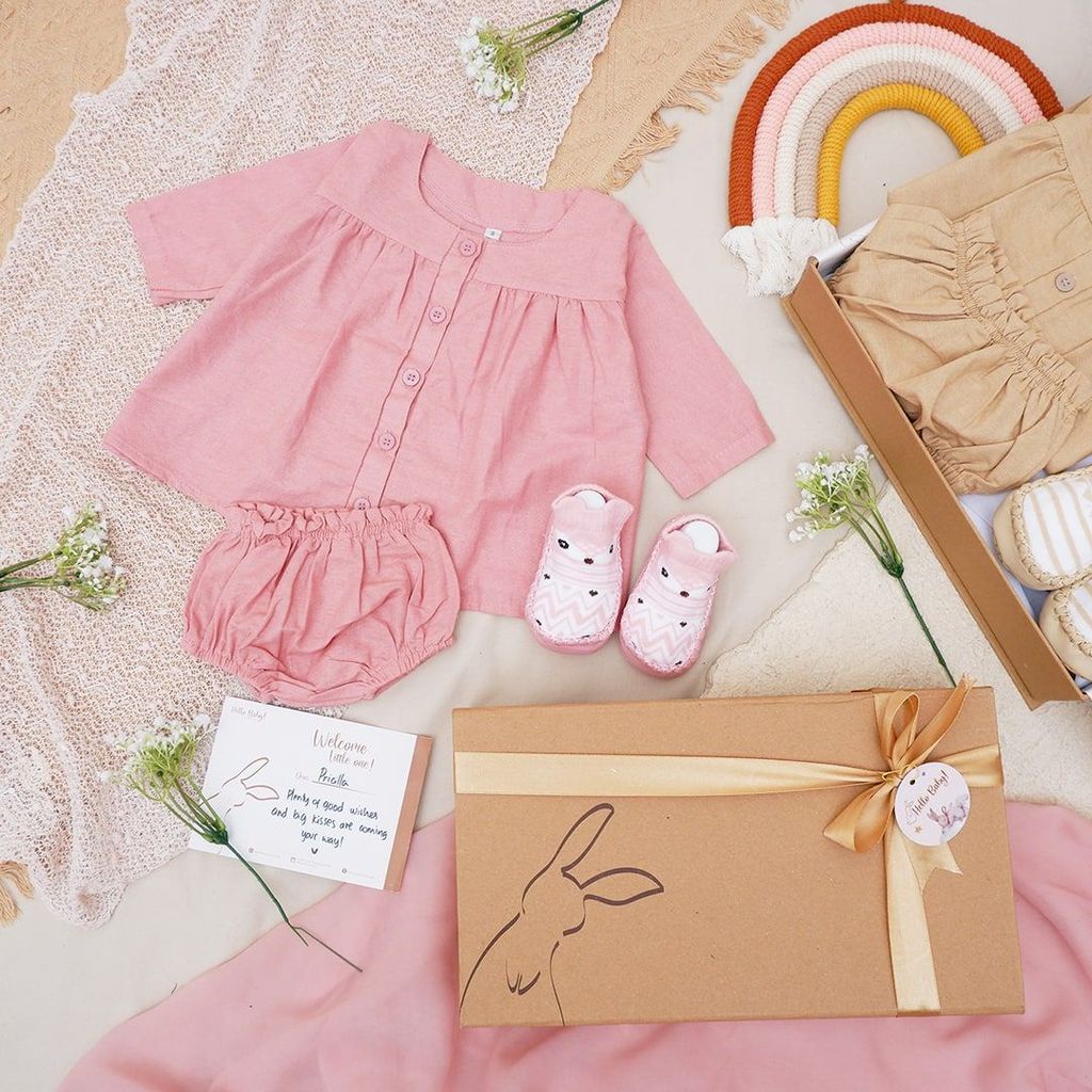 LIO035 Girls Baby Hampers 0-12 months/ Hampers bayi newborn/ Kado bayi/ baby girl gift set-Millie Pink