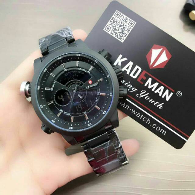 Jam Tangan Pria KADEMAN Rantai Black analog/digital Original
