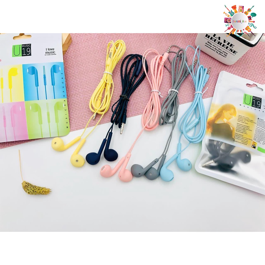 

HEADSET HANDSFREE EARPHONE HF U19 MACARON MATE COLOR HIFI EXTRA BASS DA1080