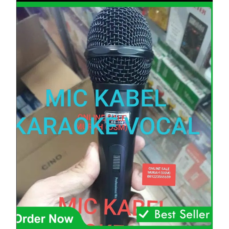 ORIGINAL ealsem suara emas dynamic Microphone mic mik pro karaoke mikrophone musik music kabel cable audio sound vokal vocal professional panggung dj studio asli golden ori  BISA DIGUNAKAN KE SEGALA ALAT AUDIO 1XMIC 1XKABEL 4-5METER  Mic EALSEM ES-606 htt