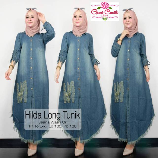 Baju Murah Atasan Wanita Muslim Hilda Long tunik