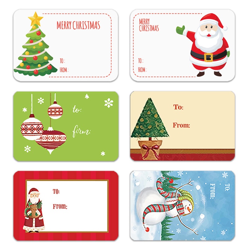 250pcs / Roll Stiker Desain Merry Christmas Untuk Pembungkus Hadiah Natal