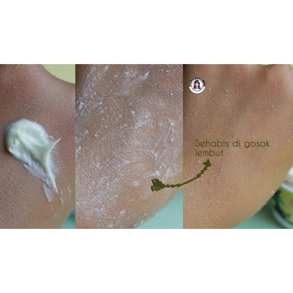 Rewiu Body Scrub / Lulur Mandi Susu BPOM NA18170700600 / Membersihkan dan Melembabkan Kulit, Mengangkat Kotoran dan Sel Kulit Mati