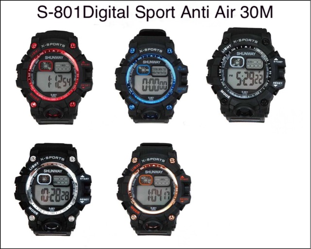 ［W.R 30M］Jam tangan Digital sport pria Anti Air 30M  S-801