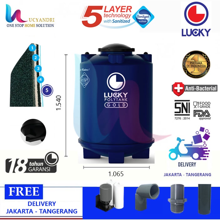 Tangki Air LUCKY POLYTANK TANAM GOLD 1250 Liter Tandon Toren