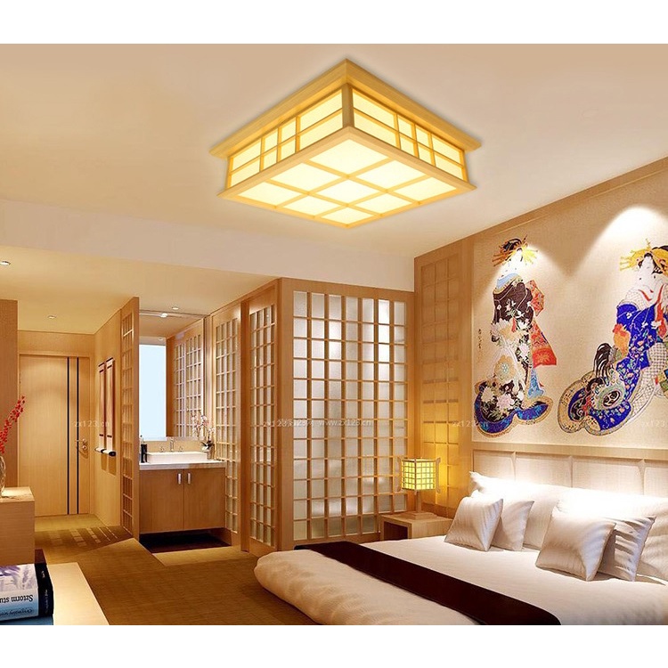 AKN88 - Wooden Ceiling Lamp Japan Design 35x35x10 cm Lampu CEILING Model Jepang