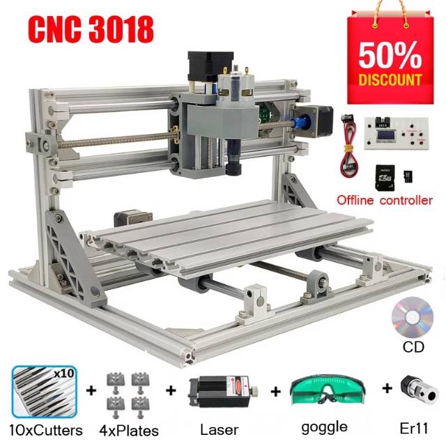 Mesin Cnc laser 2500MW dan motor router 3018 promo pabrik