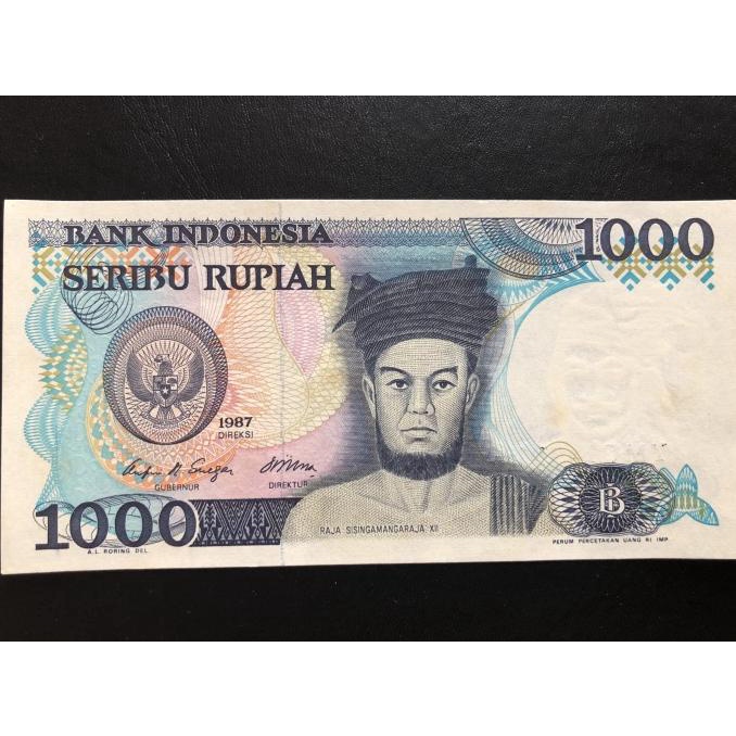 Kualitas terbaik] Uang kertas kuno Sisingamangaraja 1000 rupiah 1987. UNC.