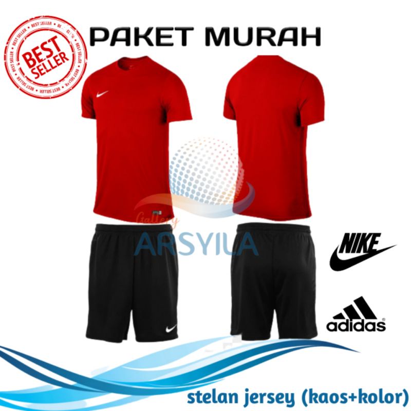 Stelan Jersey/Futsal Polos merah-hitam