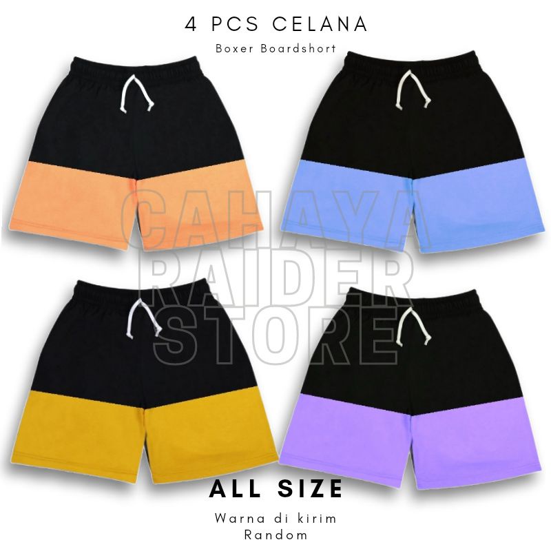 Celana Pendek Pria Kolor Boxer Boardshort 4 pcs