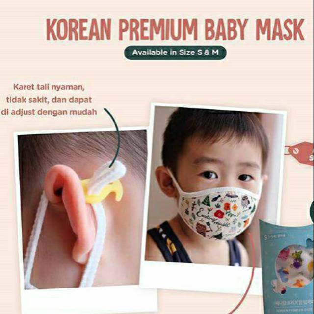 Korean Premium Baby Mask masker debu 100% cotton katun untuk anak balita baby benian