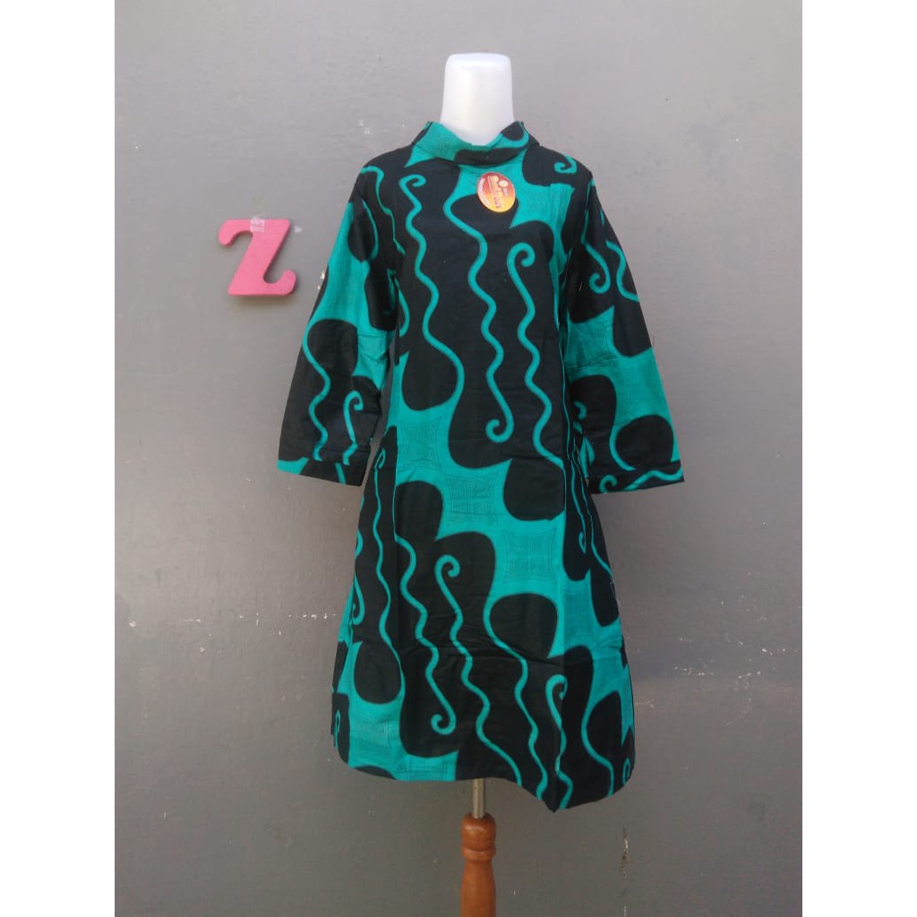 Batik Aksen Baju Batik Dress Batik Sinaran Klasik Coklat Casual