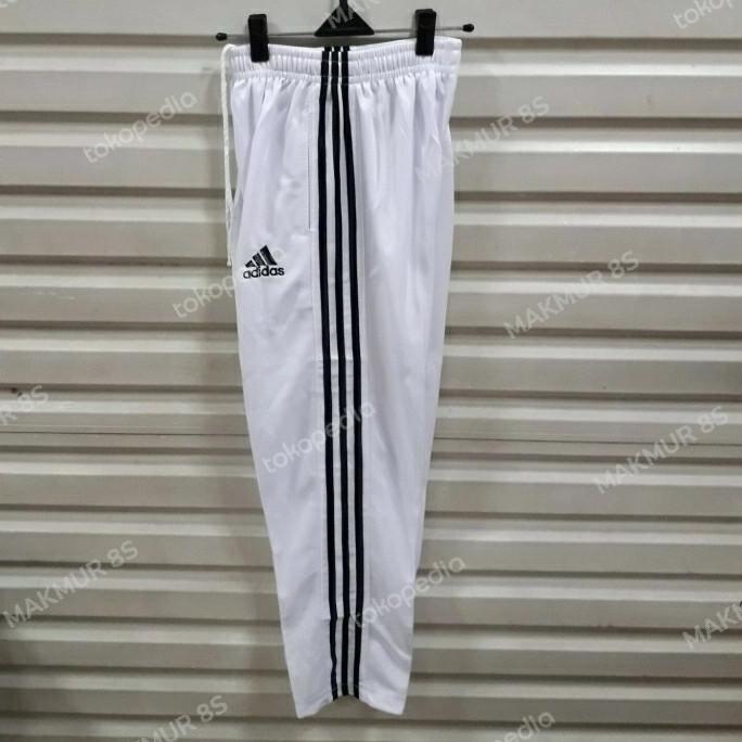 Pakaian Olahraga Pria Celana Training Putih Lis Hitam Adidas/Training Dewsa Pria/Wanita Mlxl
