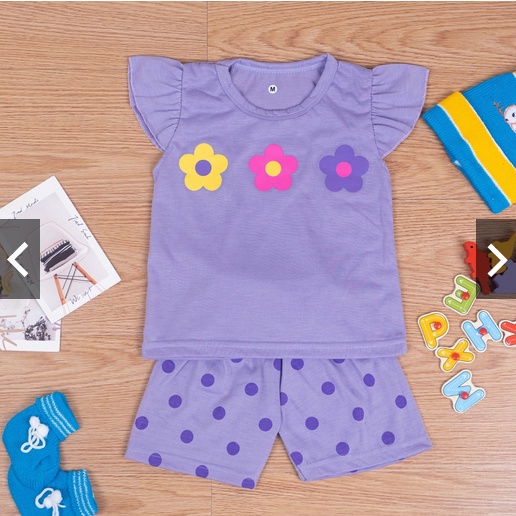 SETELAN ANAK CEWEK SATU SET / RUFFLE TEE PEREMPUAN MODEL TANGAN KUPU - KUPU 0-7 tahun