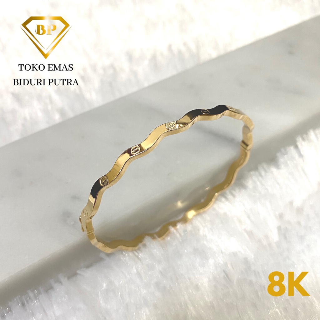 Gelang C*rt!r Gelombang Safari Perhiasan Emas Asli Kadar 8K/375 - Toko emas biduri putra - toko emas asli - gelang emas asli - gelang emas muda - toko emas purwokerto - toko emas purbalingga -  gelang emas termurah - gelang oval emas asli