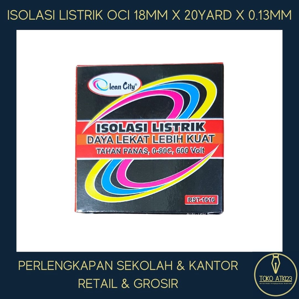 Isolasi Listrik Merk OCI Roll 18mm x 20 yards x 0.13mm