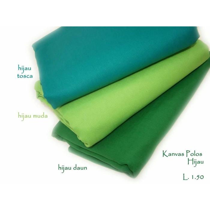 Kain | Kain Kanvas Polos. Lebar 150 Cm Hijau Tosca, Hijau Muda , Hijau Daun