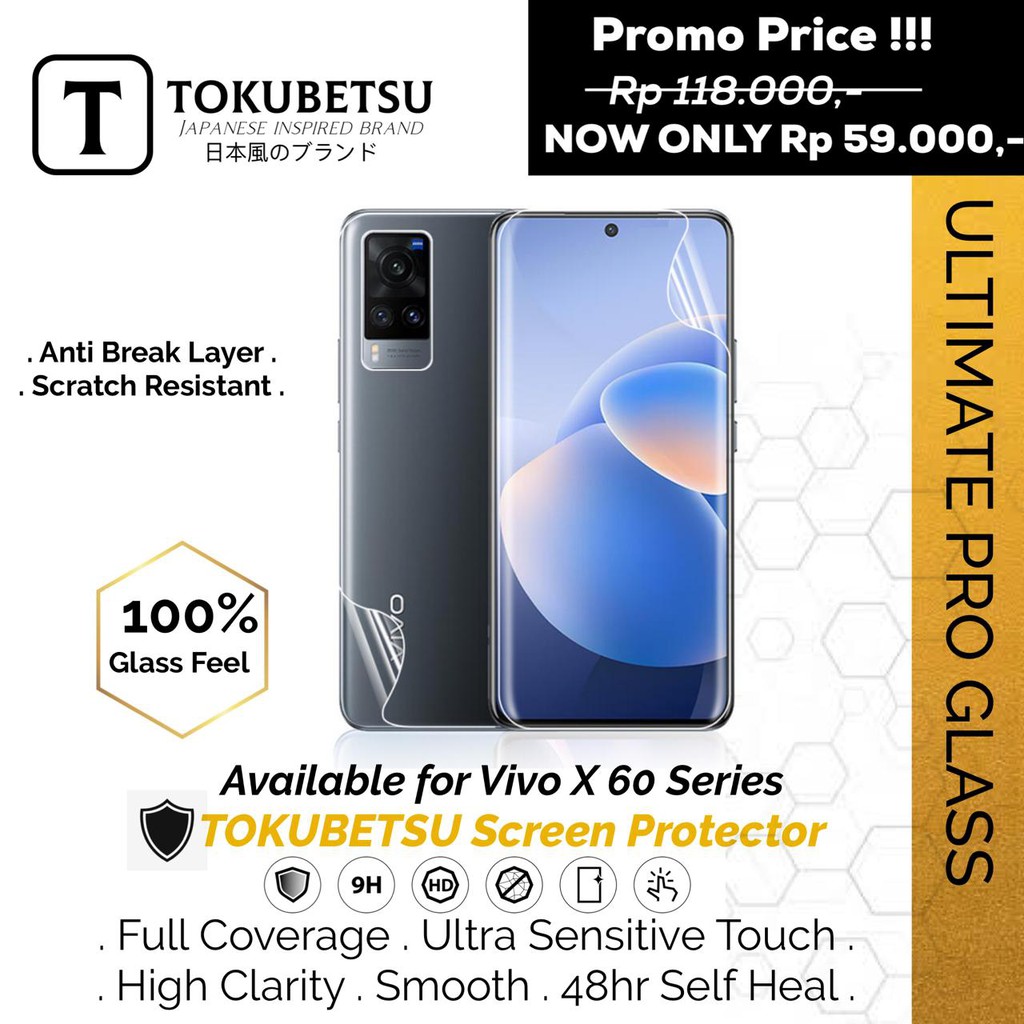 Tokubetsu Vivo X60 Series Anti Gores Hydrogel Ultimate Pro Glass - Screen Protector
