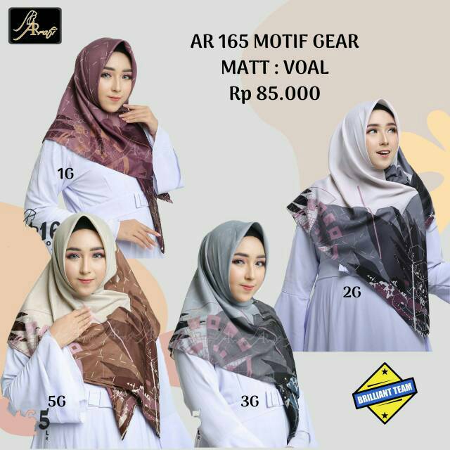 Hijab Ar Rafi Segiempat AR 165 Motif Gear