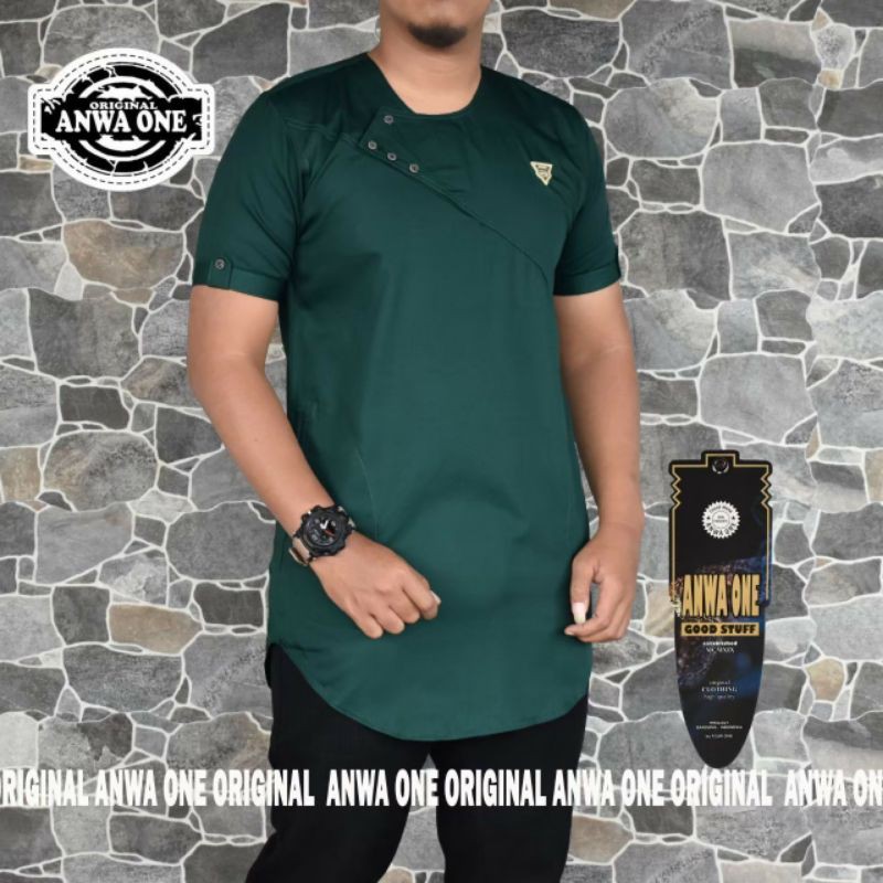 baju koko original pria lengan pendek Anna one hijau