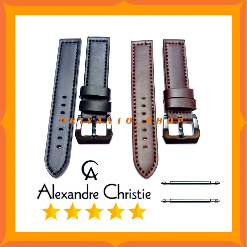 Tali Jam Tangan Leathers Kulit Ac Alexandre Christie 20 22 24mm Free Pen