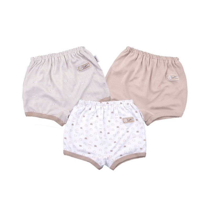 Fluffy CELANA PENDEK Bayi NB S M L (3pcs/pack) Mix Unisex