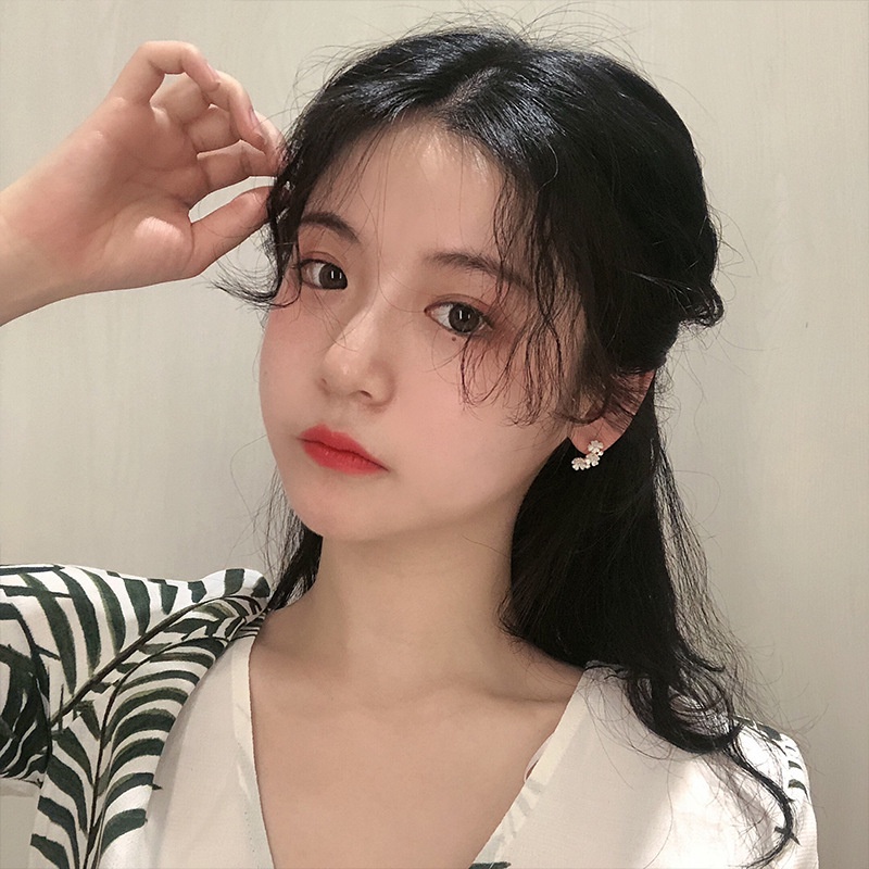 S jarum perak Korea manis lembut dan segar bunga stud anting-anting elegan kepribadian siswa anting-