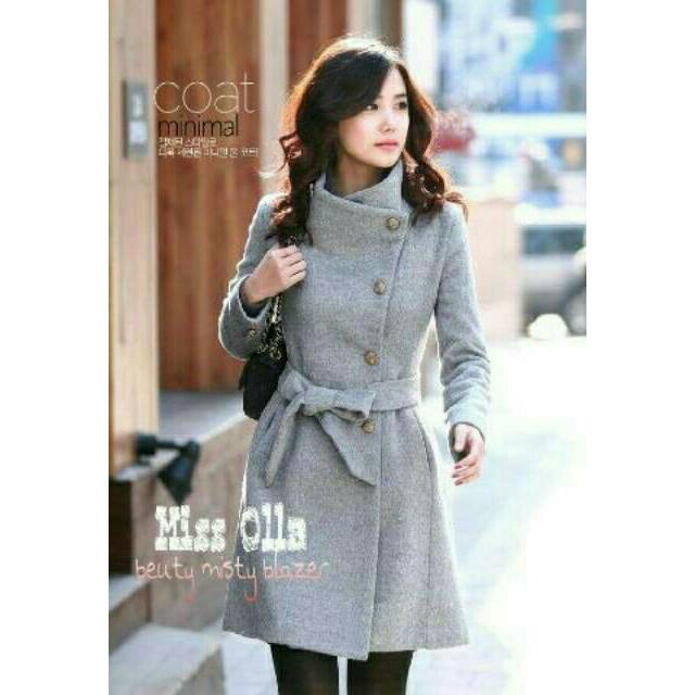 BLAZER WANITA POLAR KOREA ABU PINK MERAH - MISS OLLA BEAUTY BLAZER - GRAY GREY PINK RED COAT