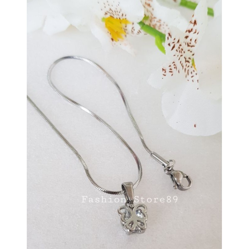 Kalung kupu-kupu titanium emas silver Bestquality antikarat selamanya kalung Buterfly impor Titanium