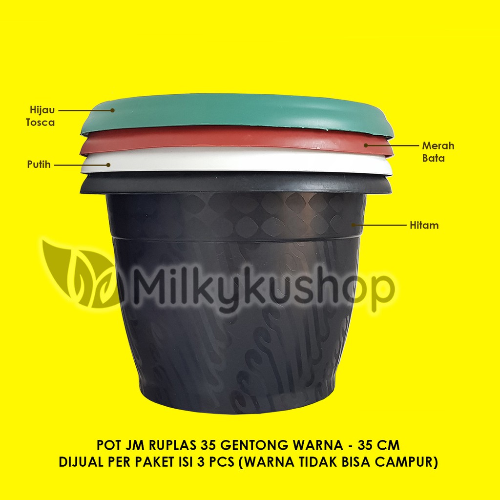 POT JM RUPLAS 35 GENTONG 35 CM WARNA - PAKET 3 PCS - POT BUNGA