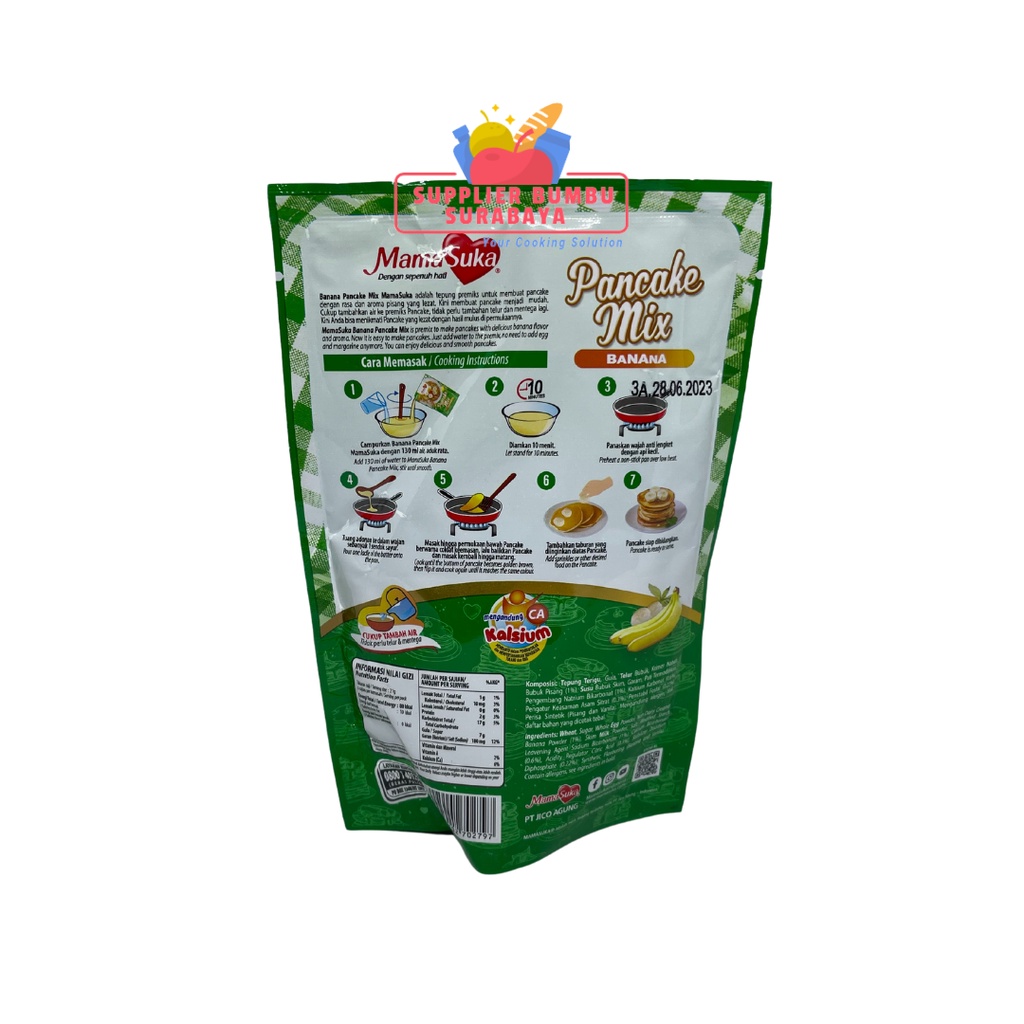 MamaSuka Tepung Premix Premiks Pancake Mix Banana Crepes Waffle 150g