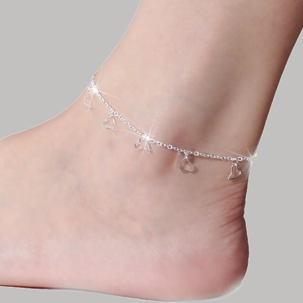 Gelang Dengan Liontin Rumbai Bentuk Hati Warna Silver Untuk Wanita