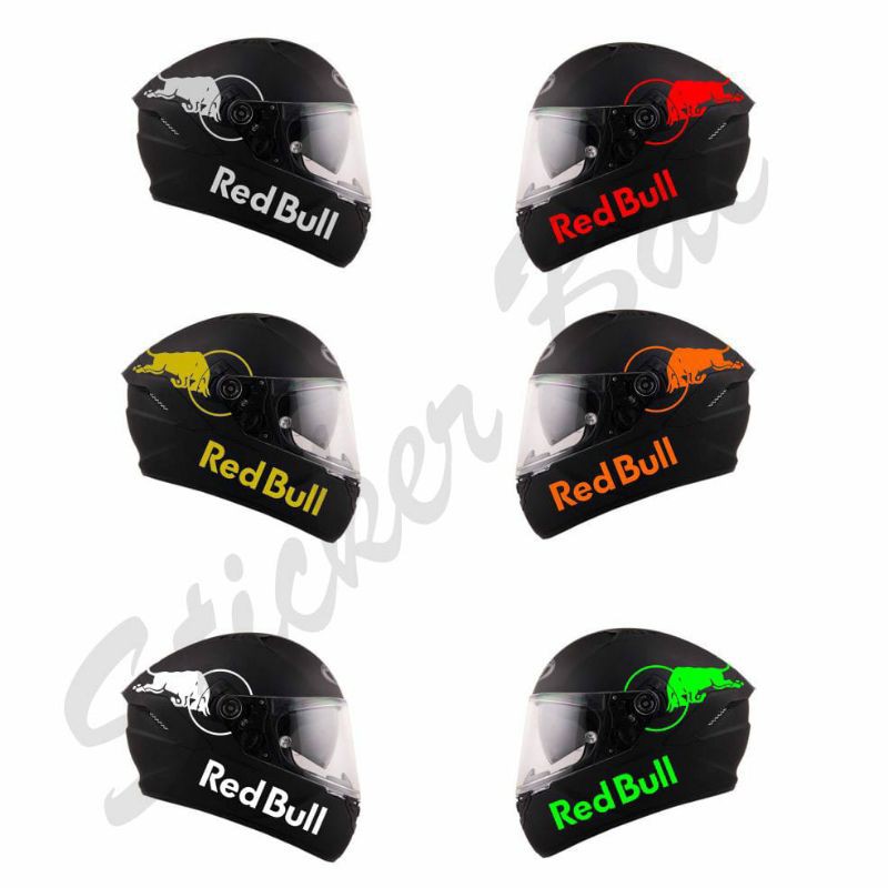 stiker redbull set cutting  full set sticker red bull stiker helm full face dan half face