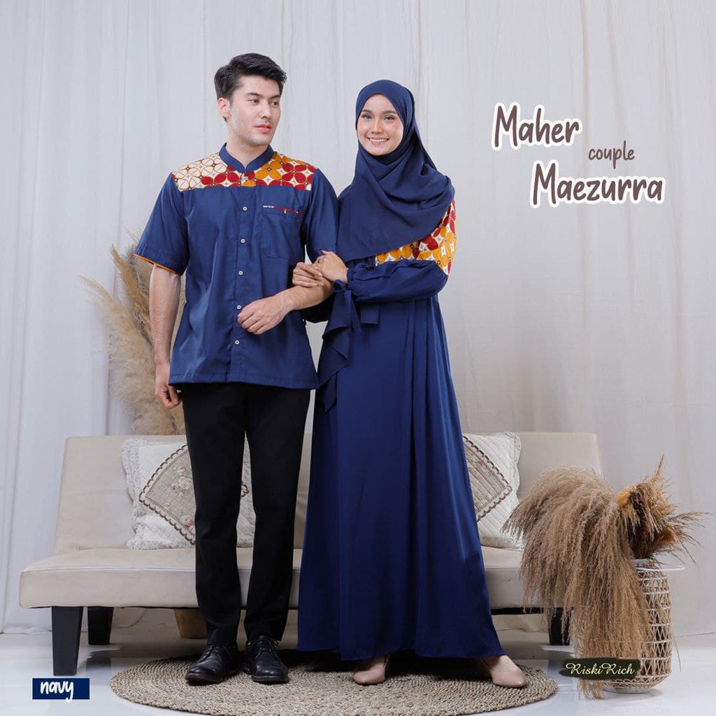 Riskirich Maezurra Maheer Couple Pasangan Suami dan Istri Kombinasi Batik Motif Kawung Premium