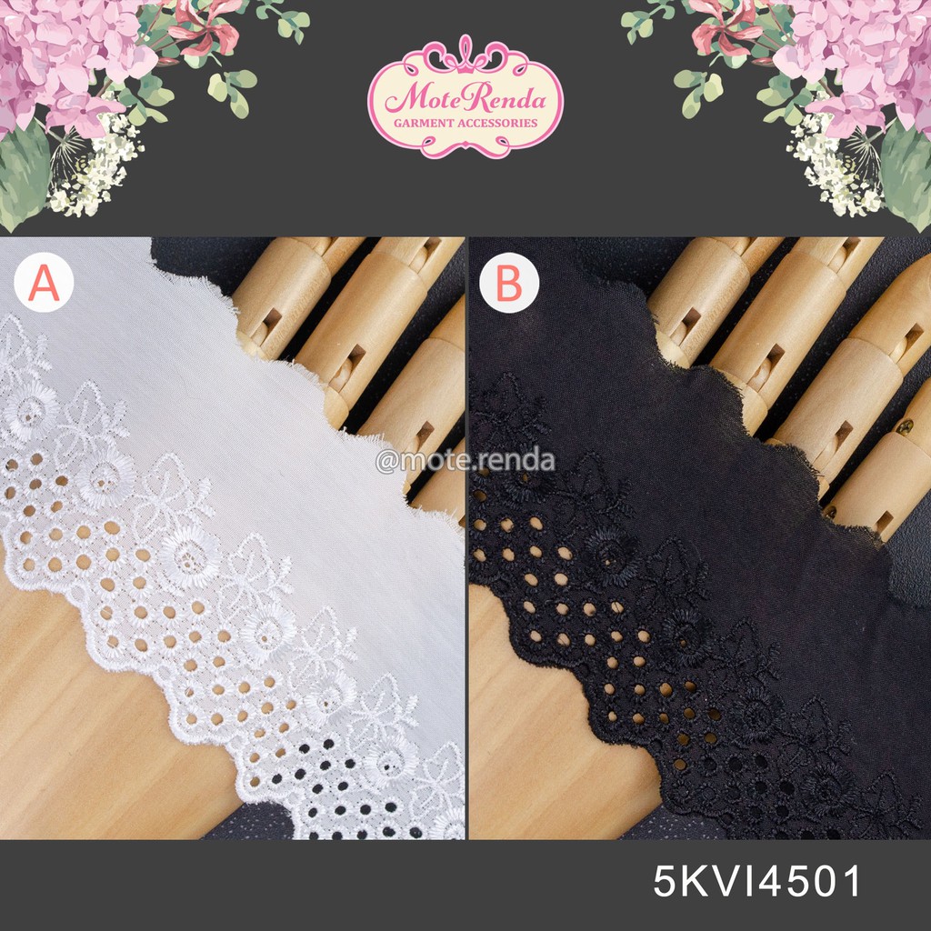 Renda katun, lebar 4.5cm (harga per 50cm) kode 5KVI45