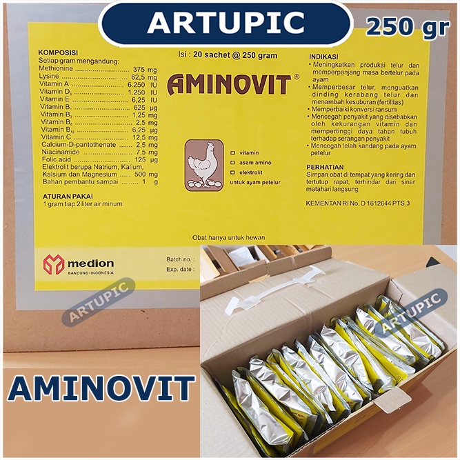 Aminovit 250 gram Serbuk Multivitamin Unggas Ayam Petelur Medion