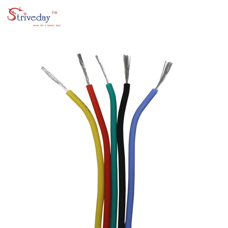 26AWG 50m/box Flexible Silicone Cable Wire Tinned Copper line 5 color Mix box 1 box 2 package