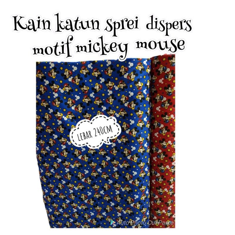 Bahan kain katun sprei seprei gorden gordyn dispers halus motif mickey mouse/kain sprei murah