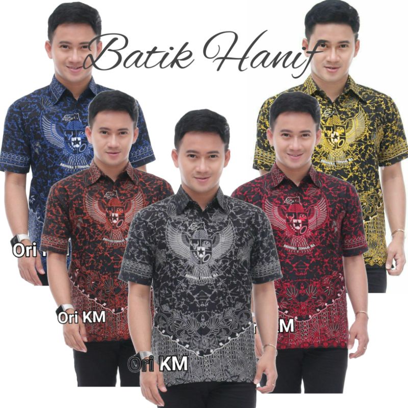 KEMEJA BATIK PRIA LENGAN PENDEK BATIK MOTIF GARUDA ATASN PRIA MOTIF GARUDA PANCASILA SERAGAM BATIK