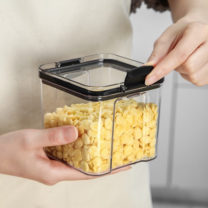 [ctshop1] Toples Kotak Snack Kedap Udara Penyimpanan Bening Cereal Kontainer Makanan Food Storage Jar Container