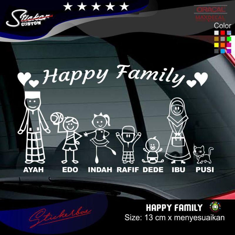 Sticker happy family cutting sticker kaca mobil murah BC deskripsi produk