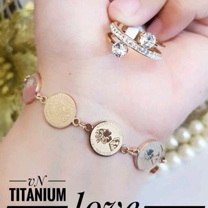 Titanium Set Perhiasan Wanita Rosegold 6922f