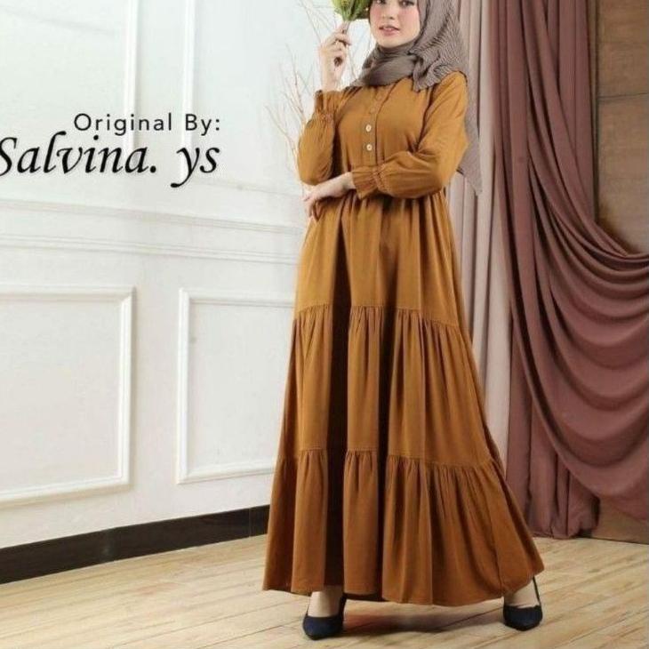Koleksi Terbaru.. Gamis Rayon Twill Premium Import salvina LD 110 banyak warna