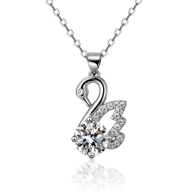 925 perak murni Little Swan Pendant Kalung berlian kalung untuk wanita Moissanite perhiasan fashion sederhana gaya Korea