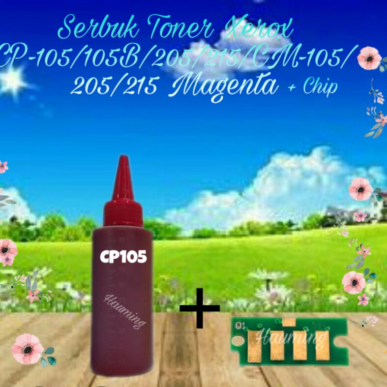 Serbuk Toner Fuji Xerox CP105 CP205 CP105B CP215W CM205 CM215 CM205B CM215FW Magenta 1x Isi + Chip